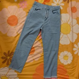 High Waisted Raw Edge Denim Pants 🐋